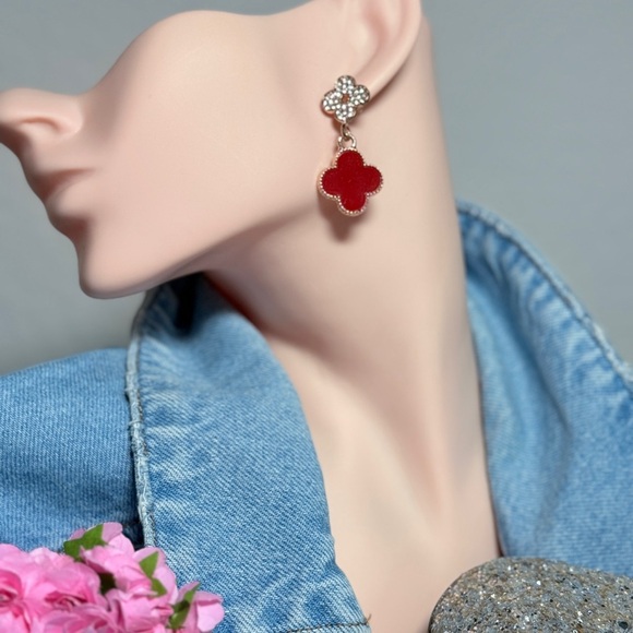 ⚜️ Alhambra Style  Cloves Earrings with Zirconia 💎 - Picture 3 of 5